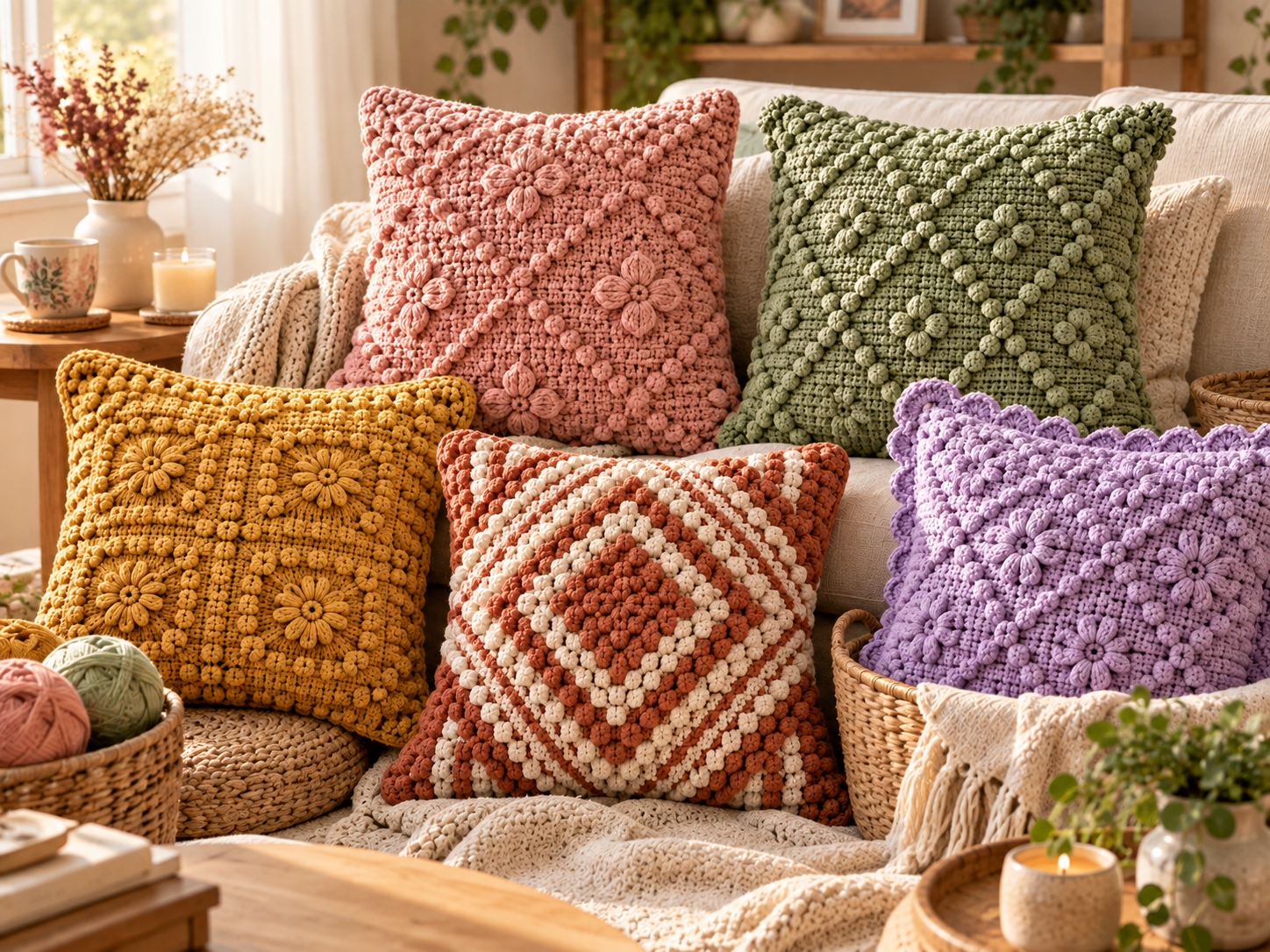 cute and stylish crochet pillow patterns