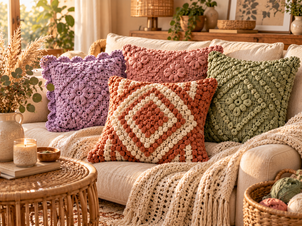 cute and stylish crochet pillow patterns