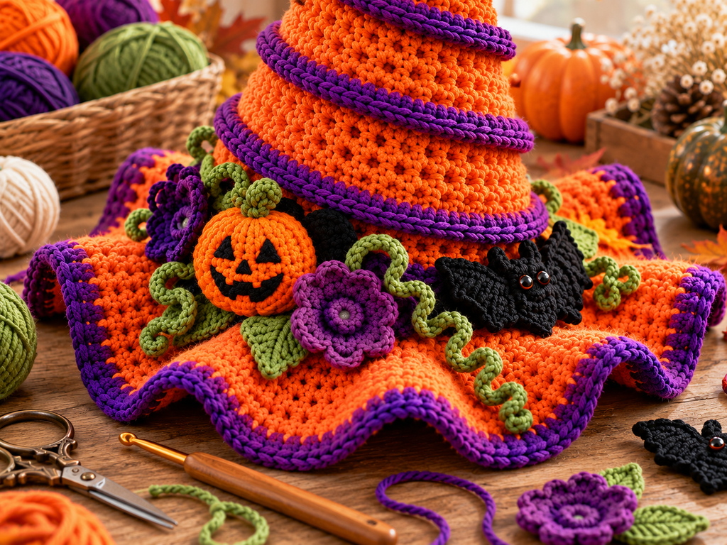 Spooky Spiral Witch Hat Crochet