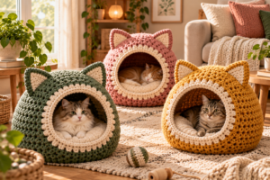 crochet cat bed and cat cave patterns