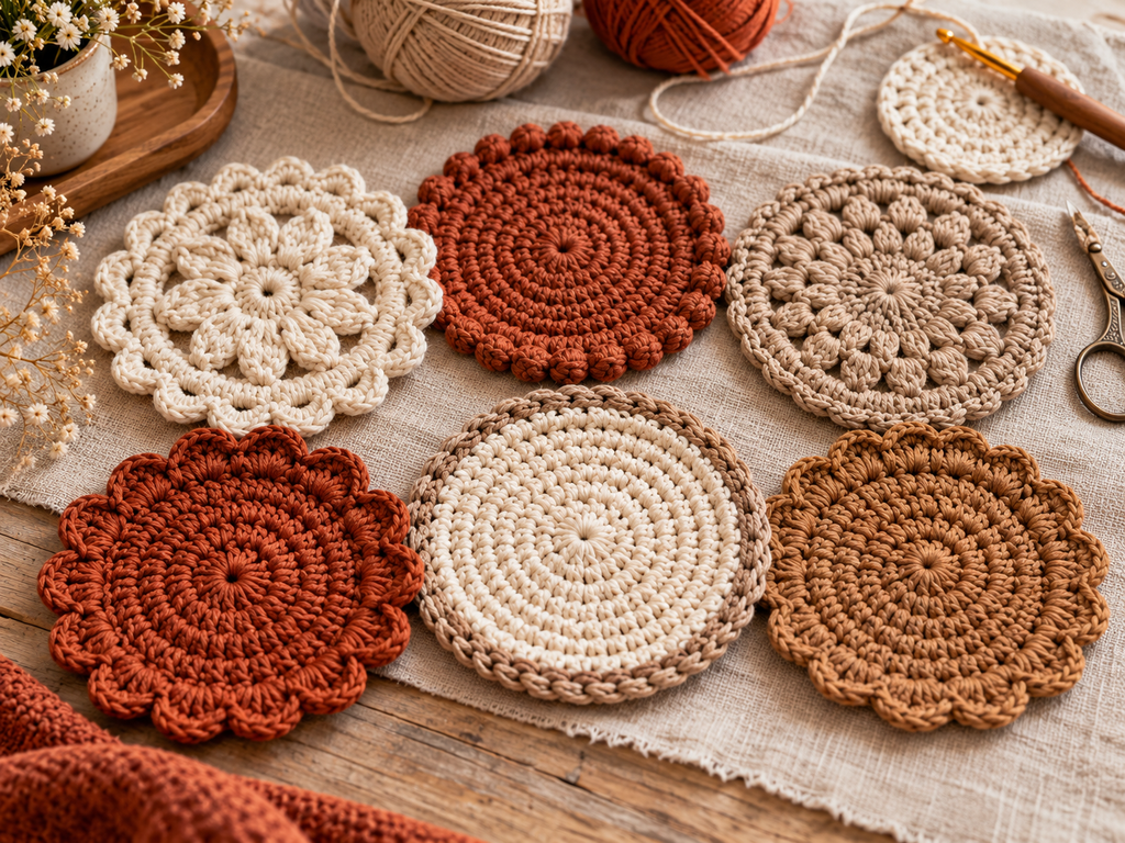  Yarn Crochet Coasters 